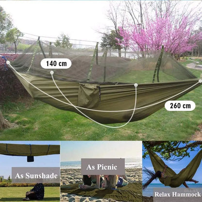 2 Person Camping Hammock With Mosquito Net and portable hanging