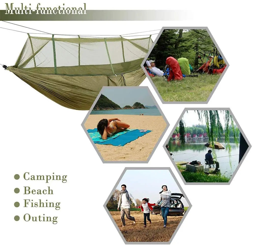 2 Person Camping Hammock With Mosquito Net and portable hanging