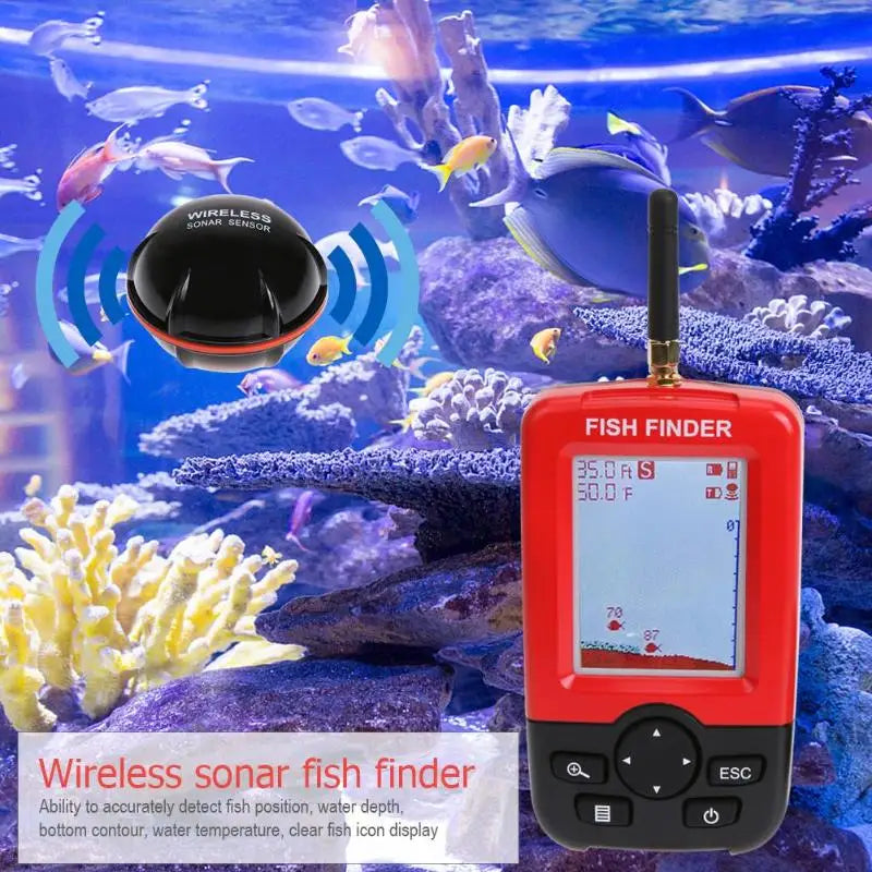 Smart Portable Depth Fish Finder with 100 M Wireless Sonar Sensor Echo Sounder Fishfinder for Lake Sea Fishing Saltwater