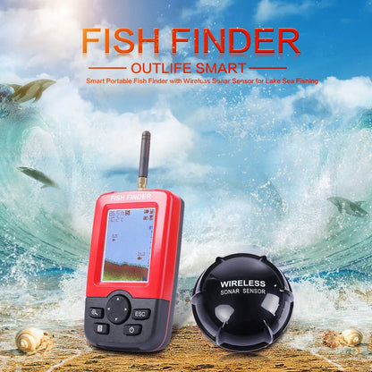 Smart Portable Depth Fish Finder with 100 M Wireless Sonar Sensor Echo Sounder Fishfinder for Lake Sea Fishing Saltwater