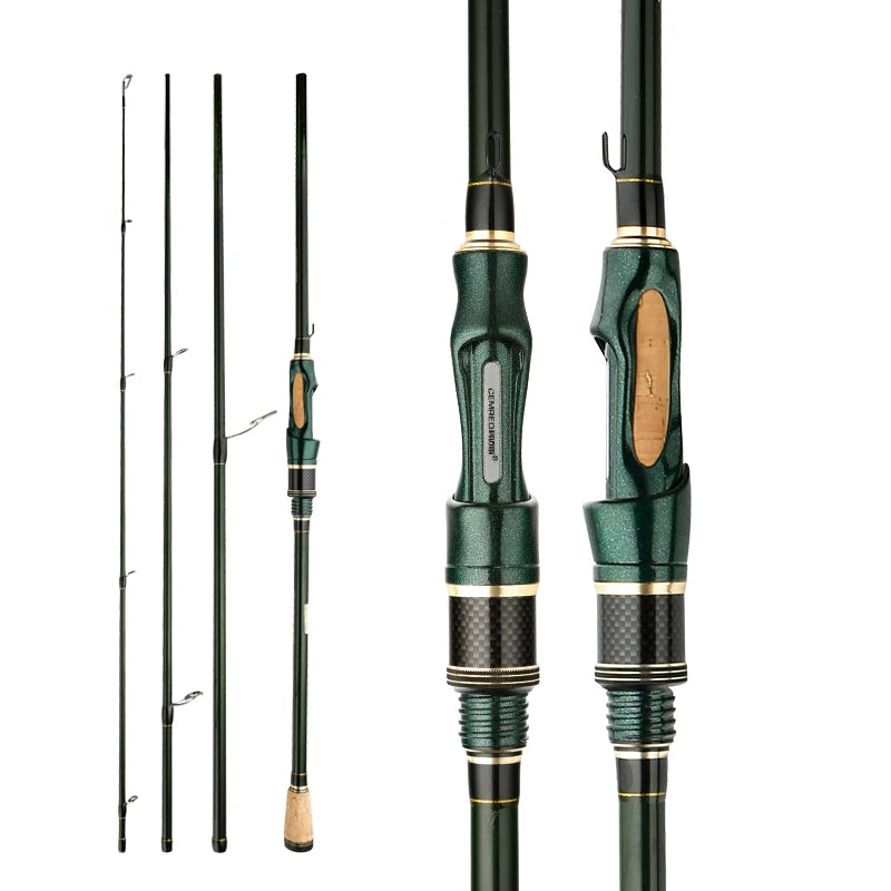 CEMREO Spinning Casting Carbon Fishing Rod 4-5 Sections 1.8m/2.1m/2.4m Portable Travel Rod Spinning Fishing Rods Fishing Tackle