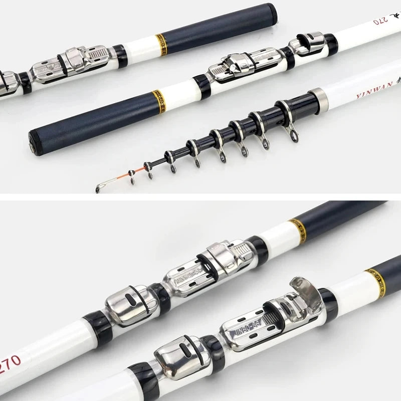 1.8M/2.1M/2.4M/2.7M/3.0M Telescopic Rock Fishing Rod Spinning Fly Carp Feeder Glass Fiber Pesca Mini Travel Rod Reel Seat