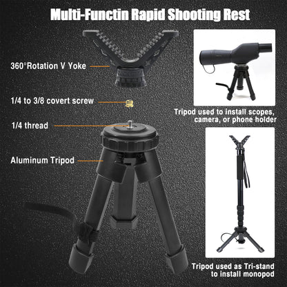 Tactical Shooting Rest Adjustable Height Compact Rifle Shooting Tripod for Shooting/Hunting