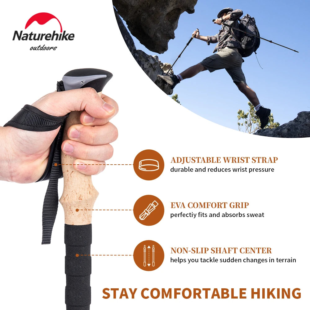 Trekking Poles 2pcs Carbon Fiber Collapsible Telescopic Sticks Lightweight Walking Hiking Stick Climbing Stick