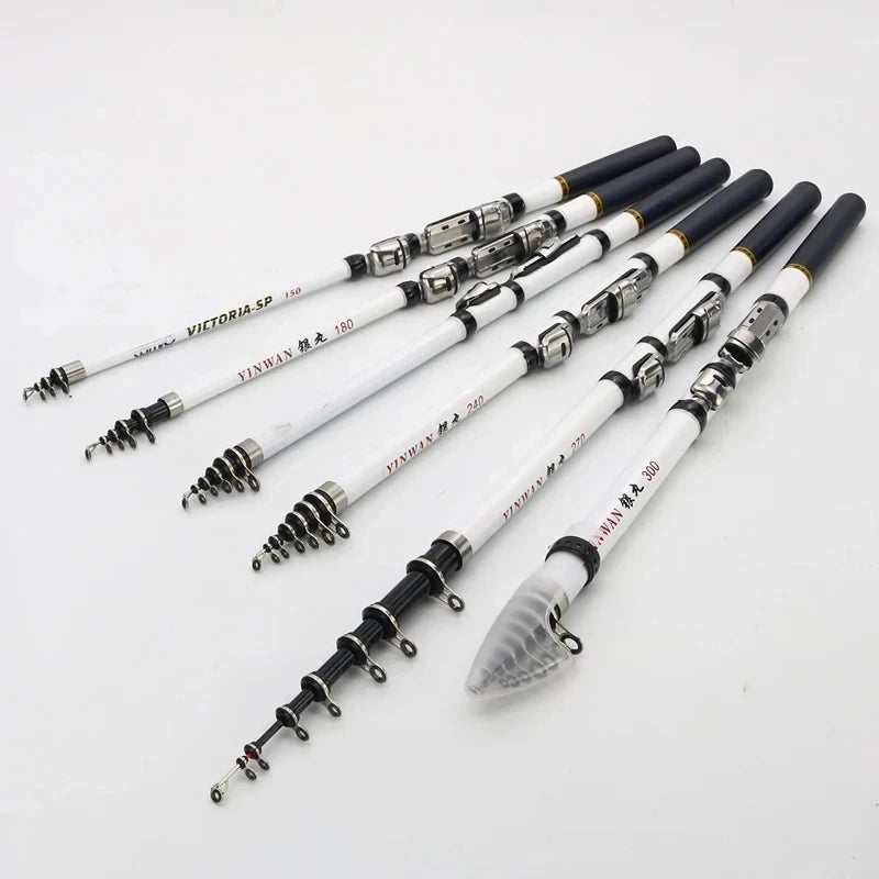 1.8M/2.1M/2.4M/2.7M/3.0M Telescopic Rock Fishing Rod Spinning Fly Carp Feeder Glass Fiber Pesca Mini Travel Rod Reel Seat