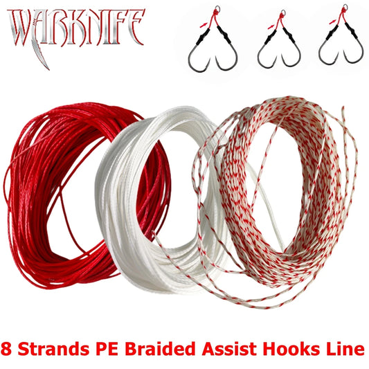 Warknife PE 20M/Lot 8 Braided Assist Line for Saltwater Fishing Jigging Hook Trolling Lure Tied Cord Diving Spear Fishing Rope