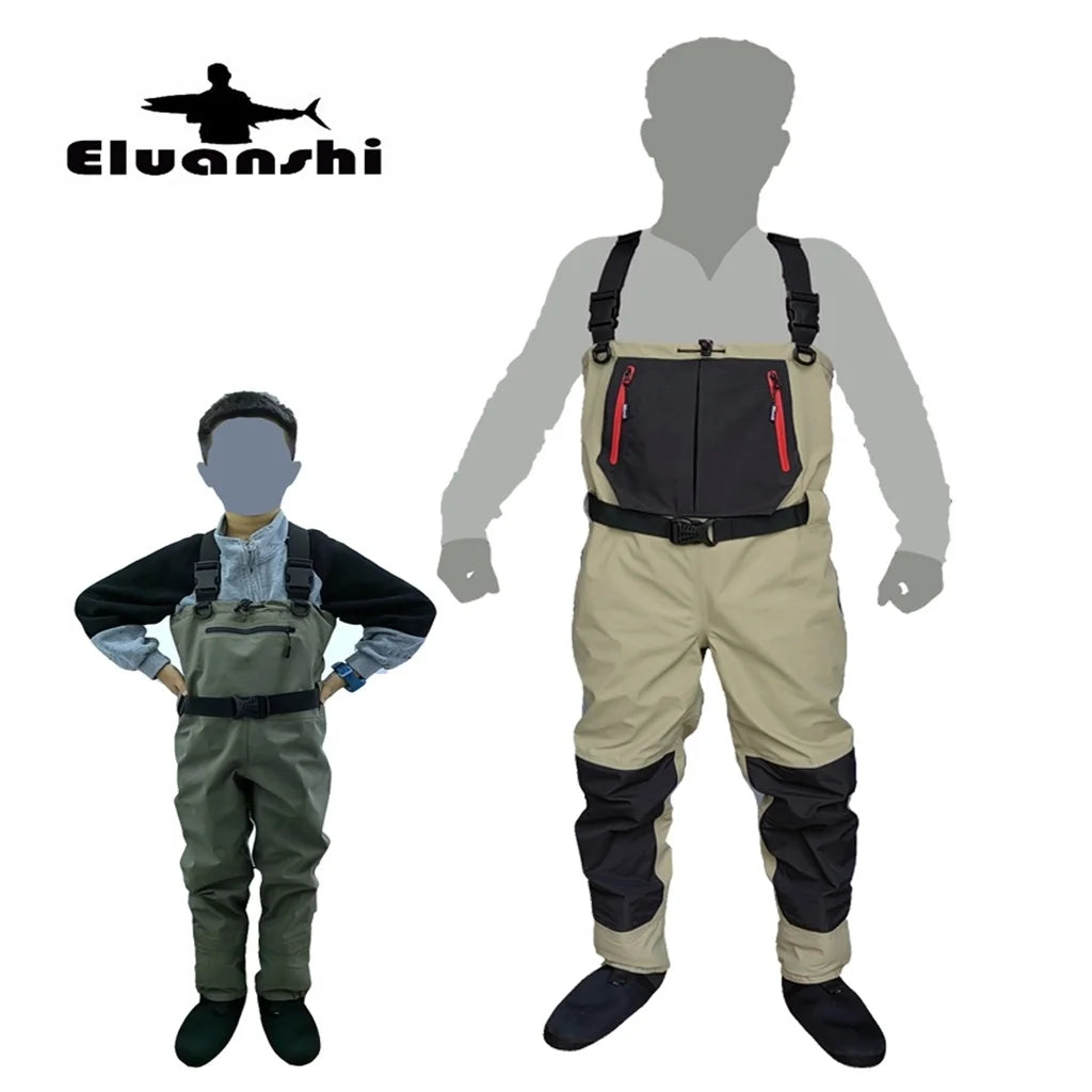 Fly fishing Children to adults waders neoprene foot for men raft hunting Quick-dry Waterproof and breathable